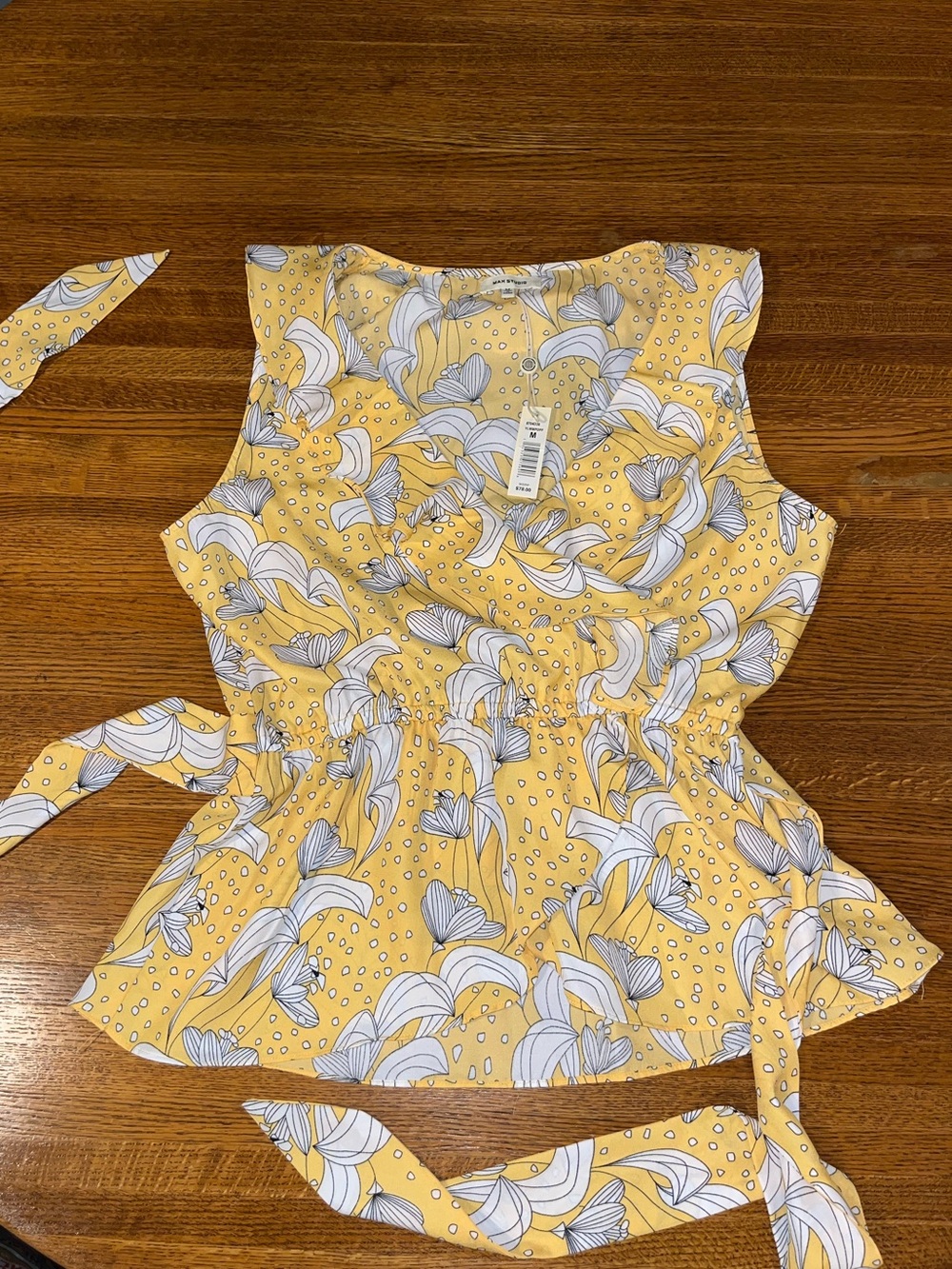 Max Studio Yellow Floral Tie-Back Sleeveless Camisole- NEW WITH TAGS
